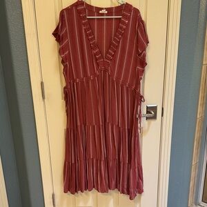 Elegant Striped V-Neck Dress by a.n.a. Gently worn